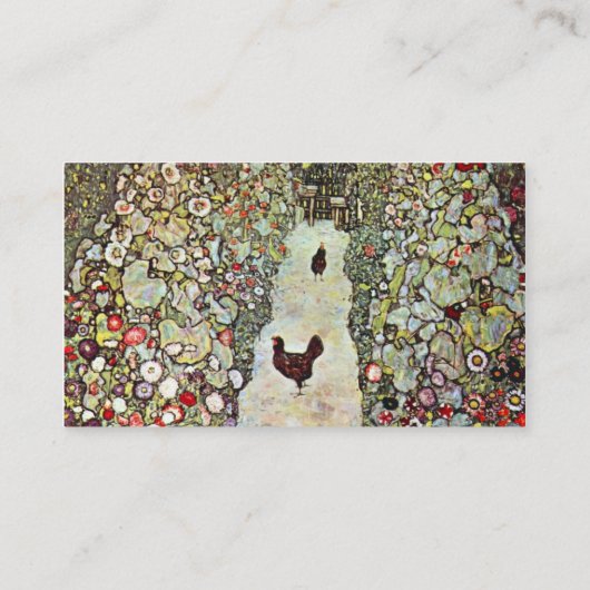 Gartenweg mit Hühnern von Gustav Klimt Visitenkarte (Rückseite)