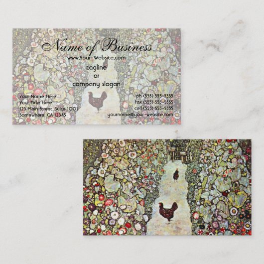 Gartenweg mit Hühnern von Gustav Klimt Visitenkarte (Vorne/Hinten)