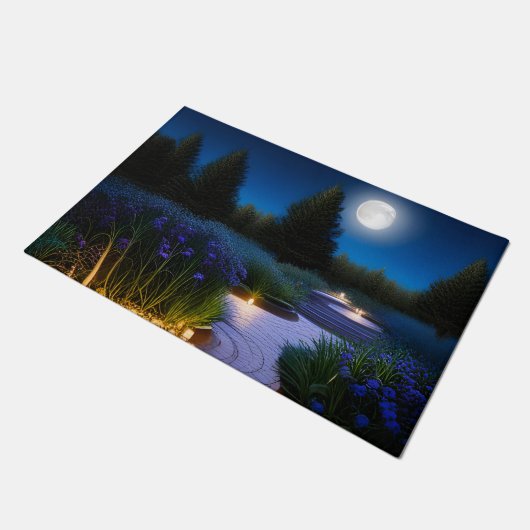 Gartenweg unter Vollmond Fußmatte (Schrägansicht)