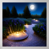 Gartenweg unter Vollmond Poster (Vorne)