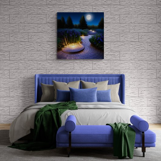 Gartenweg unter Vollmond Poster