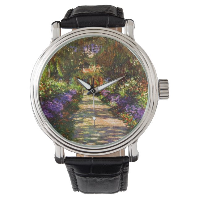 Gartenweg von Claude Monet Armbanduhr (Vorderseite)