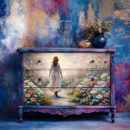 Gartenweg Wanderer - Romantische Blumenzwiese Seidenpapier