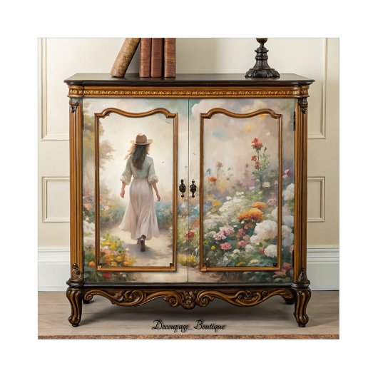 Gartenweg Wanderer - Romantische Blumenzwiese Seidenpapier