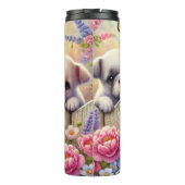 Gartenwelpen und Schmetterlinge Thermosbecher (Rückseite)