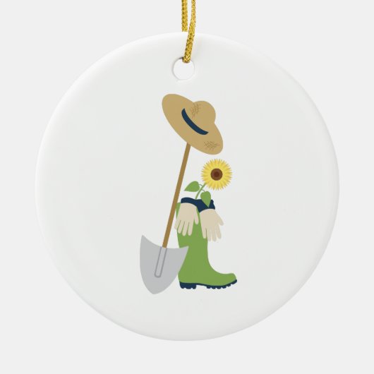 Gartenwerkzeuge Keramik Ornament (Vorne)