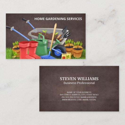 Gartenwerkzeuge | Landflucht Visitenkarte (Vorne/Hinten)