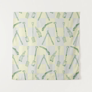 Gartenwerkzeuge Muster Wandteppich