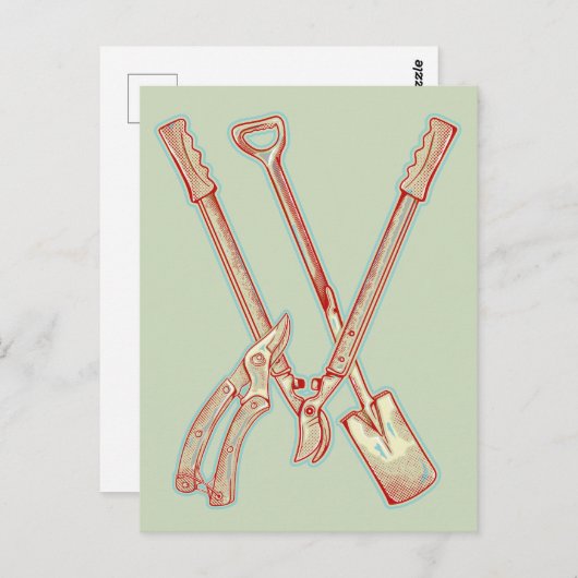 Gartenwerkzeuge Postkarte (Vorne/Hinten)