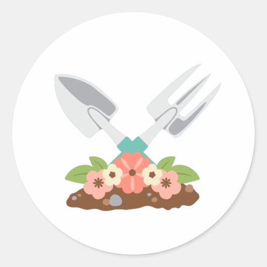 Gartenwerkzeuge Runder Aufkleber (Vorderseite)