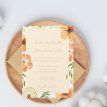 Gartenwiese Soft Peach Florale Hochzeitseinladung