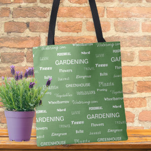 Gartenwörter für Gärtner und Pflanzenliebhaber Grü Tasche