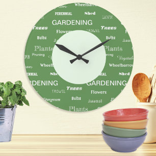 Gartenwörter Garten thematisiertes gemustertes Grü Große Wanduhr