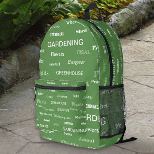 Gartenwörter Gemustert Grüne Gartenliebhaberin Bedruckter Rucksack