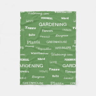 Gartenwörter Muster Garten Thema Grün Fleecedecke