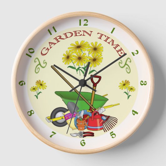 Gartenzeit, Gartenzeit, Gartenarbeit Wanduhr (Vorderseite)