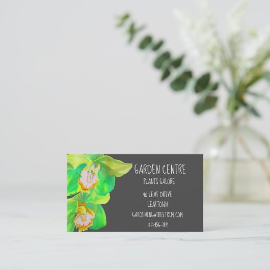 Gartenzentrum Moderne, orchid-Blume Visitenkarte (Stehend Vorderseite)