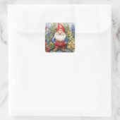 Gartenzwerg Quadratischer Aufkleber (Tasche)