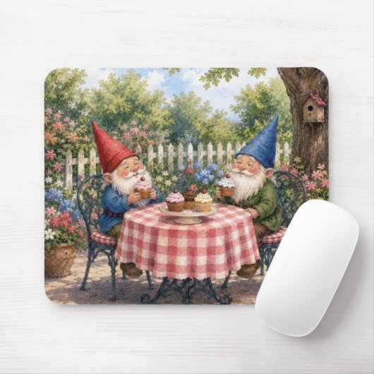 Gartenzwerge, die Cupcakes essen Mousepad (Mit Mouse)