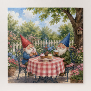 Gartenzwerge, die Cupcakes essen Puzzle