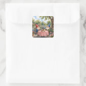Gartenzwerge, die Cupcakes essen Quadratischer Aufkleber (Tasche)