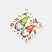 Gartenzwerge mit tropischen Papageien Serviette (Ecke)