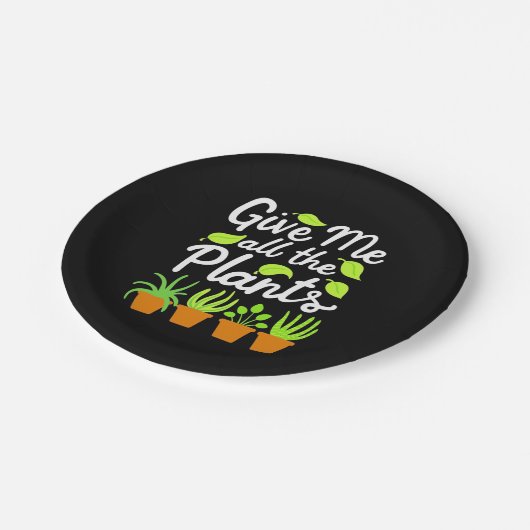 Gärtner alle Pflanze geben Pappteller (Schrägansicht)