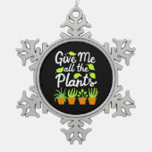 Gärtner alle Pflanze geben Schneeflocken Zinn-Ornament (Vorderseite)