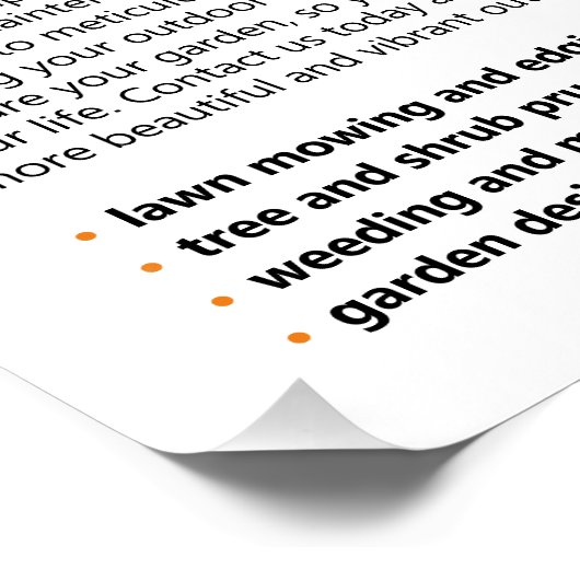 Gärtner, Gartencenter, Rasenpflege - Glossy Poster (Ecke)