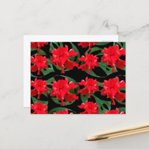 Gärtner Hibiskus Monstera Muster Schwarz Postkarte