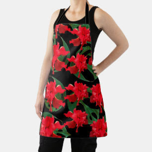 Gärtner Hibiskus Monstera Muster schwarze Schürze