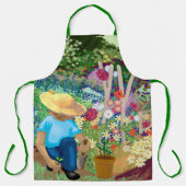 Gärtner im Blumengarten All-Over Print Schürze (Vorderseite)