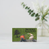 Gärtner mäht Rasen | Baum-Logo Visitenkarte (Stehend Vorderseite)