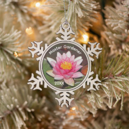 Gärtner-Meisterin Pinke Seerosen-Blüten-Feiertag Schneeflocken Zinn-Ornament