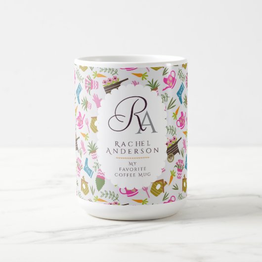 Gärtner Monogramm Grau Kaffeetasse (Mittel)