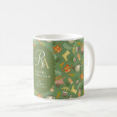 Gärtner Monogramm Grün Kaffeetasse (VorderseiteRechts)
