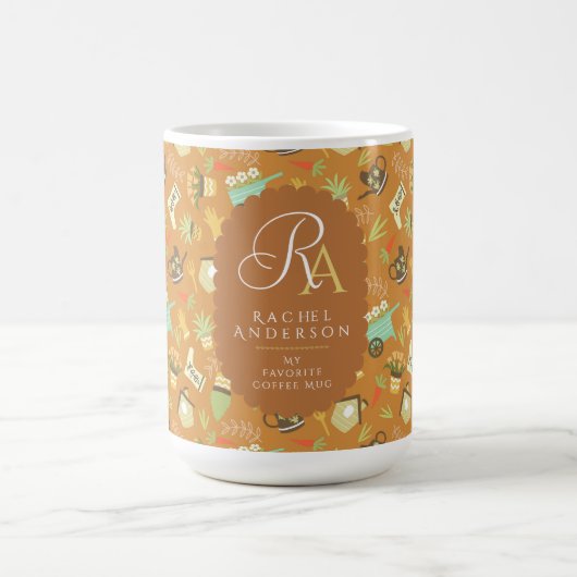 Gärtner-Monogramm Ton Braun Kaffeetasse (Mittel)