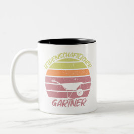 Gärtner Schubkarre im Sonnenuntergang Zweifarbige Tasse