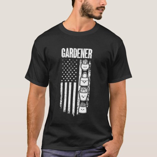 Gärtner US Flag Landschaftsgärtner Hobbygärtner T-Shirt (Vorderseite)