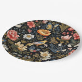 Gärtnergelbe Vogel und Blume Vintag Pappteller (Schrägansicht)