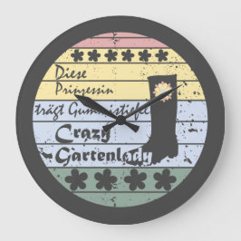 Gärtnerin, Gartenlady, Gummistiefel Prinzessin Große Wanduhr