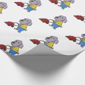 Gärtnerin mit Rasenmäher | Farbe wählen Geschenkpapier (Ecke)