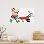 Gärtnerin und eine Schubkarre Poster (Küche)