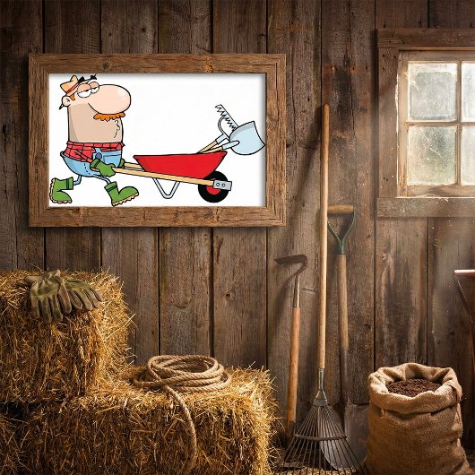 Gärtnerin und eine Schubkarre Poster