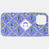 Gärtnern Blaue Passionflower-Muster Monogram Case-Mate iPhone Hülle (Rückseite (Horizontal))