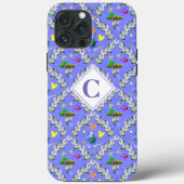 Gärtnern Blaue Passionflower-Muster Monogram Case-Mate iPhone Hülle (Rückseite)