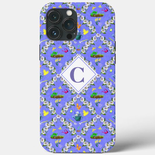 Gärtnern Blaue Passionflower-Muster Monogram Case-Mate iPhone Hülle (Rückseite)