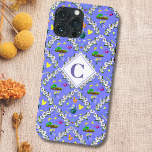 Gärtnern Blaue Passionflower-Muster Monogram Case-Mate iPhone Hülle