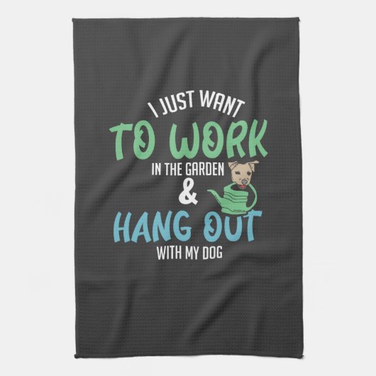 Gärtnern - Gärtnern und Hund Geschirrtuch (Vertikal)