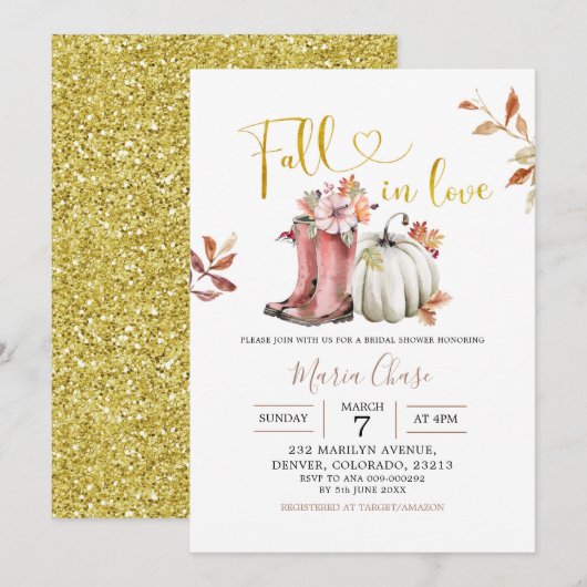 Gärtnerpumpenfall im Brautparty der Liebe Einladung (Vorne/Hinten)